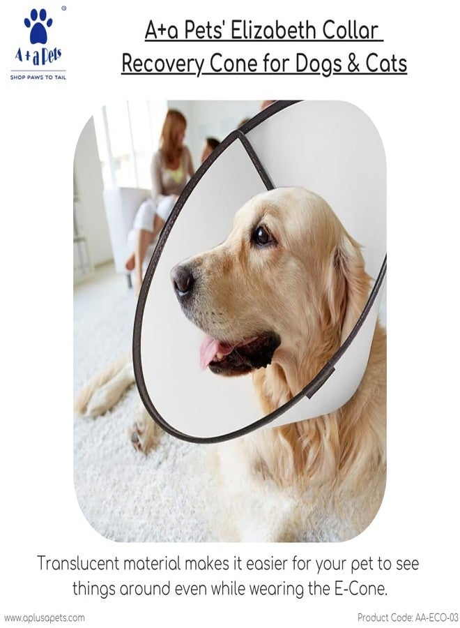 A+a Pets طوق إليزابيث من إيه+إيه للحيوانات الأليفة - مخروط سريع الشفاء للكلاب والقطط - يمنع العض ولعق الجروح المفتوحة | أسرع بعد الجراحة (مقاس 2+) - Image 2